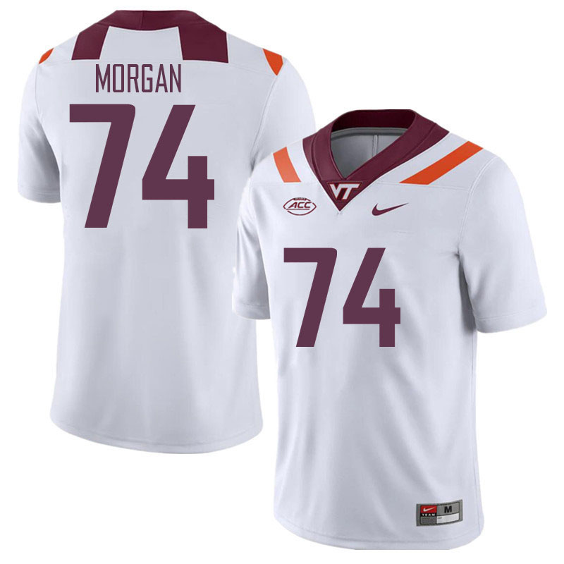 Men #74 Jayson Morgan Virginia Tech Hokies College Football Jerseys Stitched Sale-White - Click Image to Close